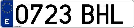 Ejemplo de matrícula española 0723 BHL