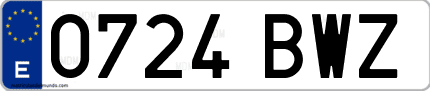 Ejemplo de matrícula de coche ordinaria 0724 BWZ