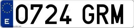 Ejemplo de matrícula española 0724 GRM