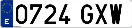 Ejemplo de matrícula española 0724 GXW