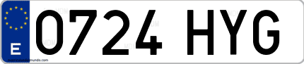 Ejemplo de matrícula de coche ordinaria 0724 HYG