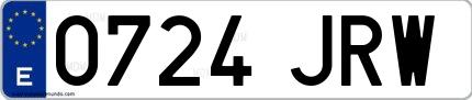 Ejemplo de matrícula española 0724 JRW
