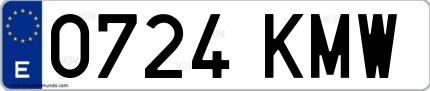 Ejemplo de matrícula española 0724 KMW