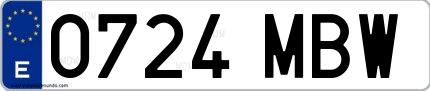 Ejemplo de matrícula española 0724 MBW