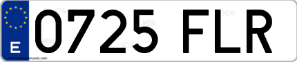 Ejemplo de matrícula de coche ordinaria 0725 FLR