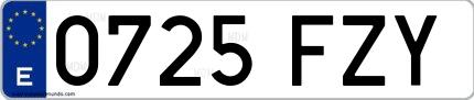 Ejemplo de matrícula española 0725 FZY