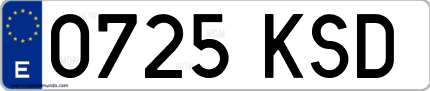 Ejemplo de matrícula de coche ordinaria 0725 KSD