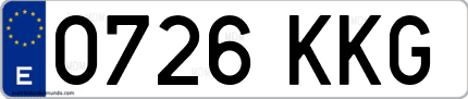 Ejemplo de matrícula de coche ordinaria 0726 KKG