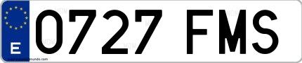 Ejemplo de matrícula española 0727 FMS