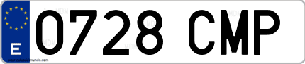 Ejemplo de matrícula de coche ordinaria 0728 CMP