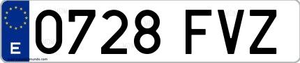 Ejemplo de matrícula española 0728 FVZ