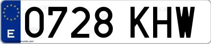 Ejemplo de matrícula española 0728 KHW