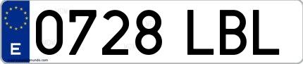 Ejemplo de matrícula de coche ordinaria 0728 LBL