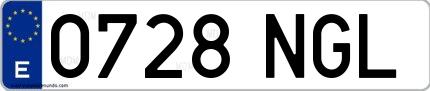 Ejemplo de matrícula española 0728 NGL