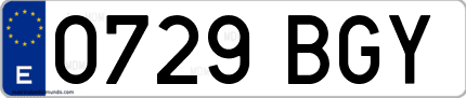 Ejemplo de matrícula de coche ordinaria 0729 BGY