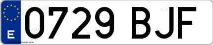 Ejemplo de matrícula española 0729 BJF
