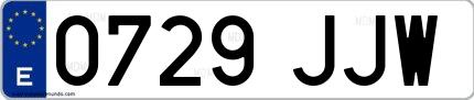Ejemplo de matrícula española 0729 JJW