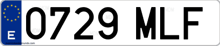 Ejemplo de matrícula de coche ordinaria 0729 MLF