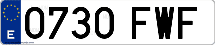 Ejemplo de matrícula de coche ordinaria 0730 FWF