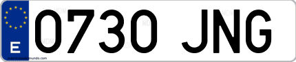 Ejemplo de matrícula de coche ordinaria 0730 JNG