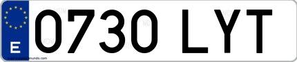 Ejemplo de matrícula española 0730 LYT