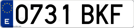 Ejemplo de matrícula de coche ordinaria 0731 BKF