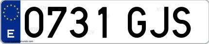 Ejemplo de matrícula de coche ordinaria 0731 GJS