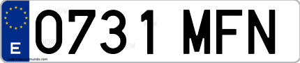 Ejemplo de matrícula de coche ordinaria 0731 MFN