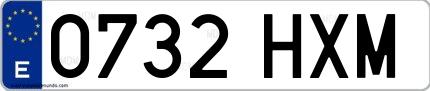 Ejemplo de matrícula española 0732 HXM