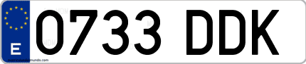 Ejemplo de matrícula de coche ordinaria 0733 DDK
