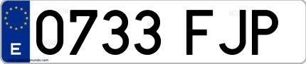 Ejemplo de matrícula española 0733 FJP