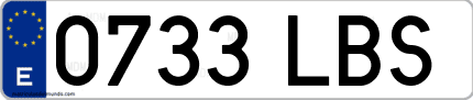 Ejemplo de matrícula de coche ordinaria 0733 LBS