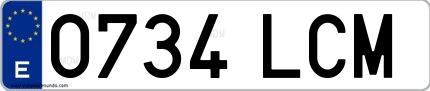 Ejemplo de matrícula española 0734 LCM