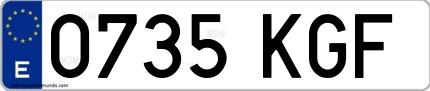Ejemplo de matrícula española 0735 KGF