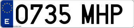 Ejemplo de matrícula de coche ordinaria 0735 MHP