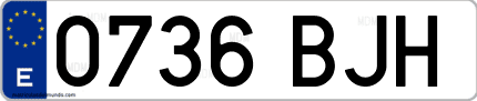 Ejemplo de matrícula de coche ordinaria 0736 BJH