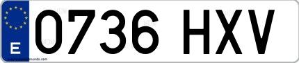 Ejemplo de matrícula española 0736 HXV