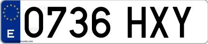 Ejemplo de matrícula española 0736 HXY