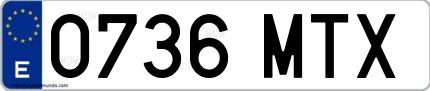 Ejemplo de matrícula española 0736 MTX