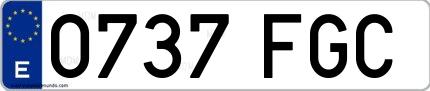 Ejemplo de matrícula española 0737 FGC