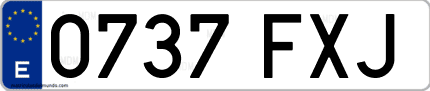 Ejemplo de matrícula de coche ordinaria 0737 FXJ