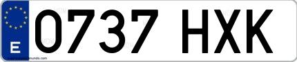 Ejemplo de matrícula española 0737 HXK