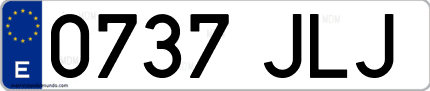 Ejemplo de matrícula de coche ordinaria 0737 JLJ