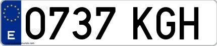 Ejemplo de matrícula española 0737 KGH