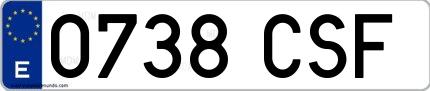 Ejemplo de matrícula española 0738 CSF