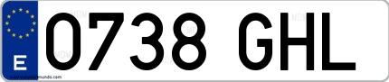 Ejemplo de matrícula española 0738 GHL