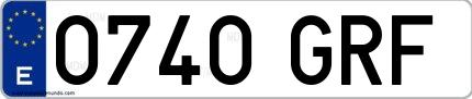 Ejemplo de matrícula española 0740 GRF