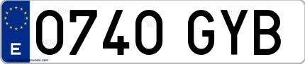 Ejemplo de matrícula española 0740 GYB