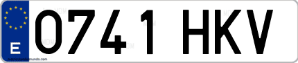Ejemplo de matrícula de coche ordinaria 0741 HKV