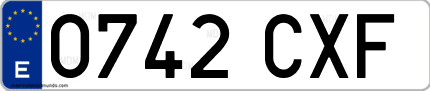 Ejemplo de matrícula de coche ordinaria 0742 CXF